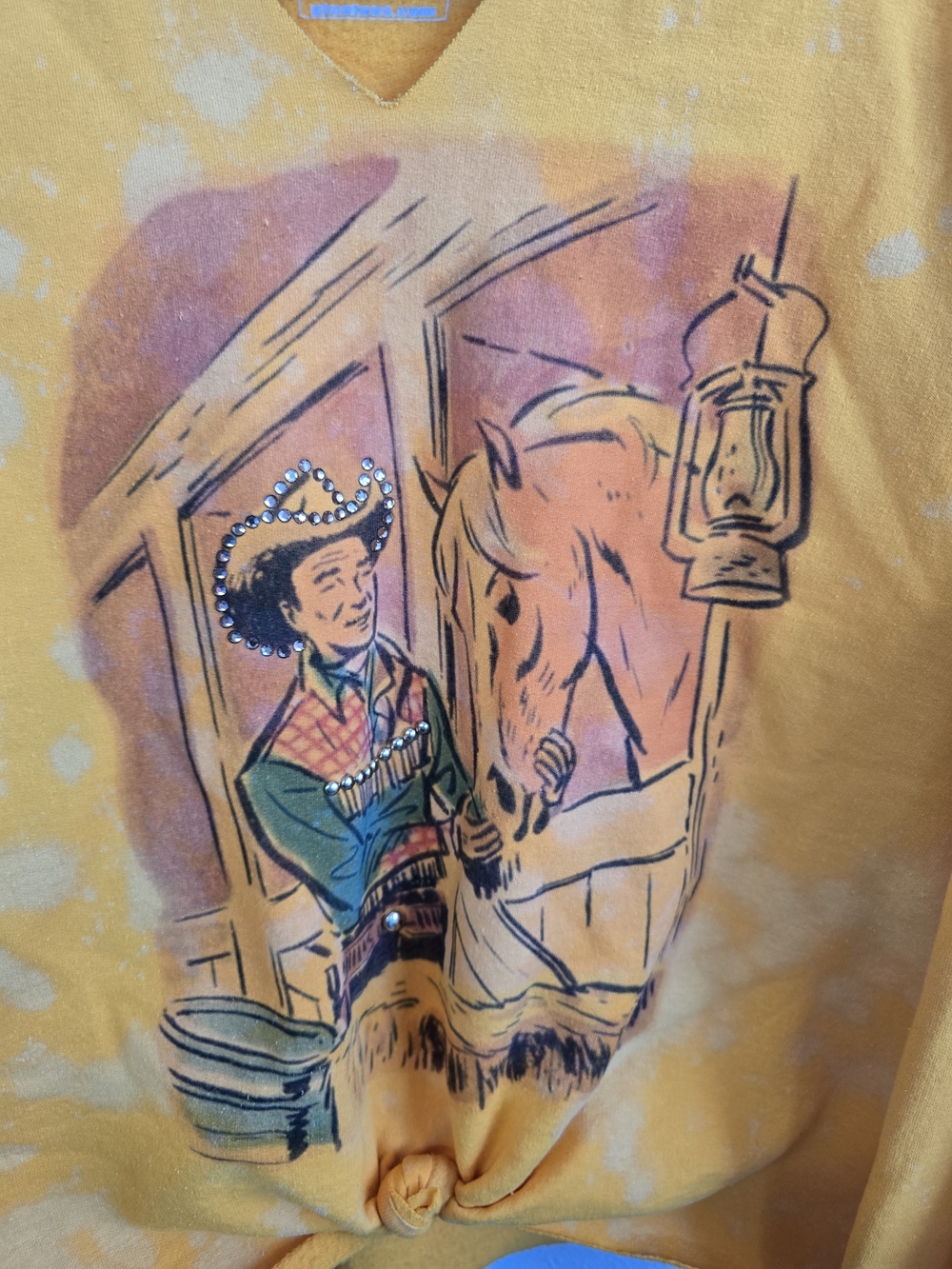 GINA Girls In Action Western Cowgirl Horse Graphic Sweatshirt XL Rhinestone - Picture 3 of 6